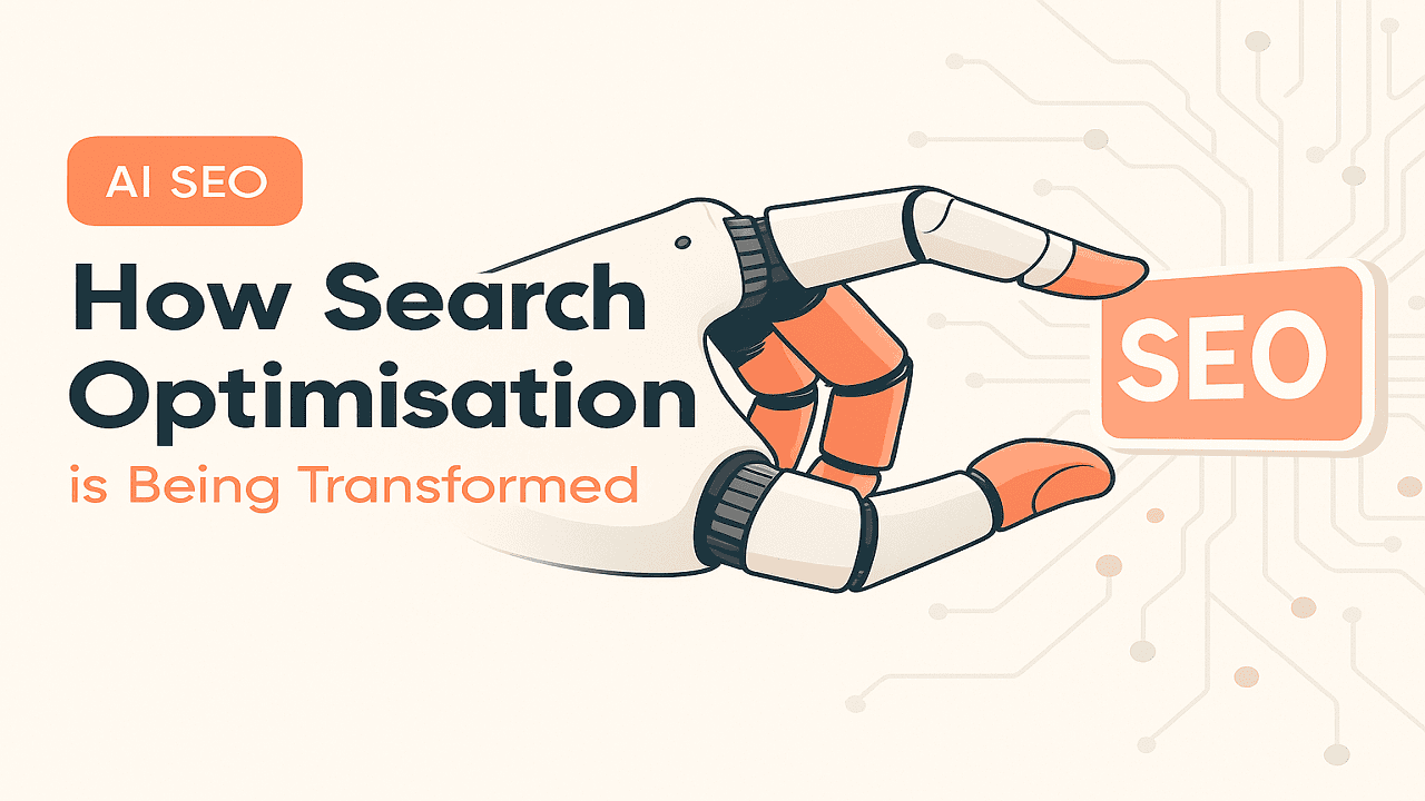 AI and SEO current trends illustrated with futuristic digital design.